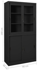 Armário escritório porta deslizante 90x40x180 cm aço antracite