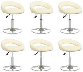vidaXL Cadeiras de jantar giratórias 6 pcs couro artificial cor creme
