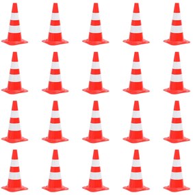 Cones de sinalização refletores 20 pcs 50 cm vermelho e branco