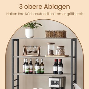 Armário de cozinha com estante para micro-ondas 40 x 80 x 167 cm Greige-Preto