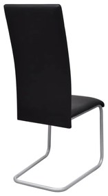 Cadeiras de jantar cantilever 2 pcs couro artificial preto
