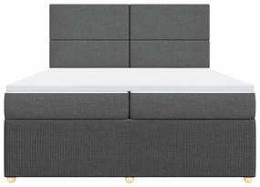 Cama com molas/colchão 200x200 cm tecido cinzento-escuro