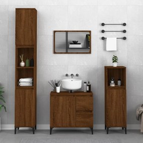 Armário casa de banho 65x33x60 cm madeira carvalho castanho