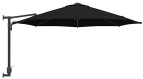 Parasol de Jardim Montado na Parede Preto 250 cm