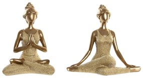 Figura Decorativa Dkd Home Decor Dourado Resina Yoga Moderno (19,5 X 11,5 X 18 cm) (2 Unidades)