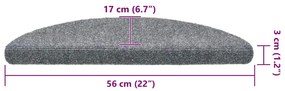 Tapetes de escada adesivos 30 pcs 56x17x3 cm cinzento-claro