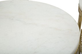 CONJUNTO DE 2 MESAS DE APOIO DE FOLHAS DOURADAS Ø 35X65,5-30X60,5 CM