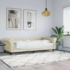 3197721 vidaXL Sofá-cama com colchão 90x200 cm couro artificial cor creme