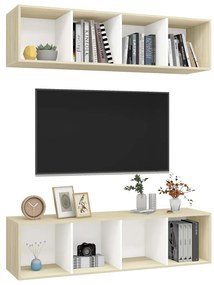 Armários de parede p/ TV 2pcs derivados madeira branco/sonoma