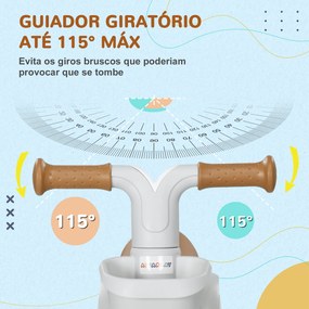 Bicicleta sem Pedais para Crianças de 12-36 Meses Bicicleta de Equilíbrio com Assento Ajustável 56x27x39 cm castaanho