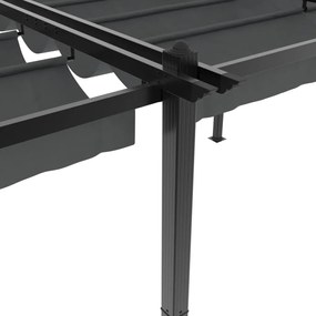 Gazebo de jardim com teto retrátil 3x6 m alumínio antracite