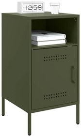 Mesa de cabeceira 36x39x68 cm aço verde-azeitona