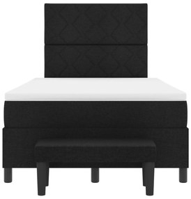 Cama Box com colchão e banco preto 120x200 cm tecido