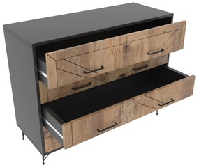 Cómoda Comfort com 5 Gavetas – 80x40x100 cm – Antracite e Carvalho – E