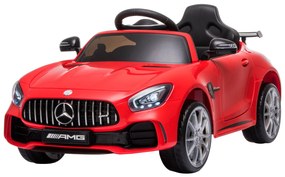 Carro elétrico para crianças acima de 3 anos licenciado Mercedes GTR bateria de 12V com controle remoto Faróis musica portas de abertura dupla Carga d
