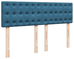 Cama boxspring com colchão 140x190 cm veludo azul