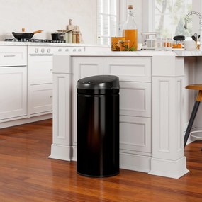 Caixote do lixo automático para cozinha de 42 L em aço inoxidável, com tampa de fecho suave, 30,5 x 30,5 x 68 cm, preto
