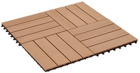 Ladrilhos de pavimento 11 pcs WPC 30x30 cm 1m² cor de teca