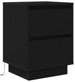 Mesas cabeceira c/ luzes LED 2 pcs 38x34x50 cm preto