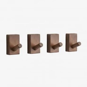 Pack De 4 Cabides De Parede Em Madeira Drura Castanho-acácia Escuro - Sklum
