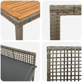 Conjunto de Jantar de 5 Peças com Almofadas Cinza Rattan Poliéster