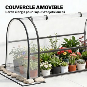 Floreira elevada em metal com orifício de drenagem, 100 x 49 x 136 cm, preto
