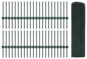 vidaXL Cerca e Poste Verde 0,4 x 100 m Aço