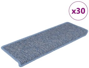Tapetes escada adesivos aspeto sisal 30 pcs 65x21x4 cm azul
