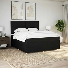 vidaXL Cama com molas/colchão 180x200 cm tecido preto