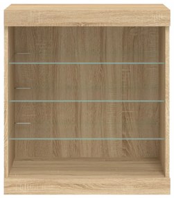 Aparador com luzes LED 60,5x37x67 cm carvalho sonoma