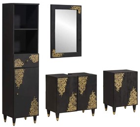 vidaXL Conjunto de Armários para Banheiro com gaveta 4 pcs Preto
