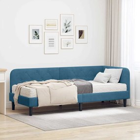 vidaXL Estrutura de Cama de Canto com colchão Azul 80 x 200 cm Veludo