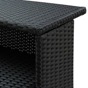 3 pcs conjunto de bar para jardim com almofadões vime PE preto