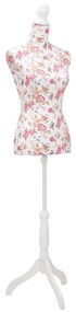 vidaXL Busto manequim de senhora algodão branco e rosa