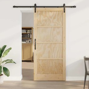 Porta Deslizante vidaXL com Conjunto de Ferragens 93x211 cm Madeira Ma