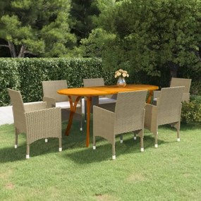 vidaXL 7 pcs conjunto de jantar para jardim bege