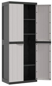 Móvel de arrumação para exterior 65x37x165 PP cinzento e preto