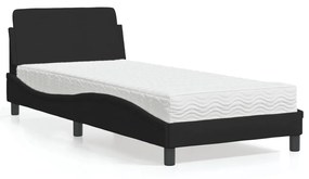 Cama com colchão 90x190 cm tecido preto