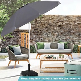 Guarda-sol de praia portátil  178 x 206 cm  com inclinação ajustável e bolsa de transporte para jardim, pátio e exterior Cinzento