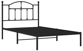 Estrutura de cama com cabeceira 100x190 cm metal preto