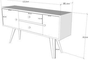 Móvel TV Odense – Branco Nogueira – 122x65x35 cm