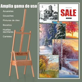 Cavalete de desenho Tripé com gaveta em madeira 100% faia para telas até 92 cm para estudantes e adultos 44 x 41,5 x 151-194,5 cm