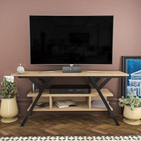 Móvel TV Minerva – Preto e Carvalho – 120x35x55 cm