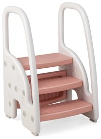 Banco de 3 degraus para crianças com alças de segurança Degraus antiderrapantes para cozinha e banheiro 43 x 42 x 70 cm Rosa