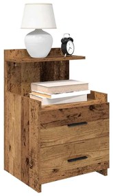 Mesa de cabeceira com 2 gavetas madeira antiga 40x36,5x62 cm