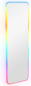 HOMCOM Espelho Corpo Inteiro LED 120x40 cm Parede Iluminação 7 Cores RGB Função Memória Moderno Prata | Aosom Portugal