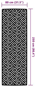 Tapete de exterior 80x250 cm ARAKIL PP Branco e Preto