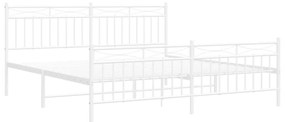 Estrutura de cama com cabeceira e pés 180x200 cm metal branco