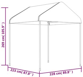 Tenda de Eventos com telhado 6,69x2,28x2,69 m polietileno branco
