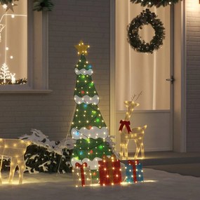 vidaXL Árvore de Natal Iluminada com 3 Caixas de Presente 2D Branco Quente